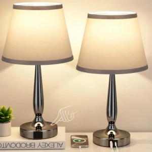Touch Table Lamp Set of 2 with USB-C & USB Charging Ports