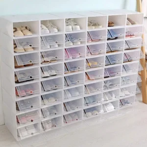 Stackable Clear Shoe Storage Boxes Set – 20PCS / 24PCS Foldable Flip Shoe Organizer