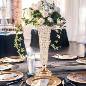 20-Inch Crystal Decorative Vases Set – Elegant Table Centerpieces (Set of 2)