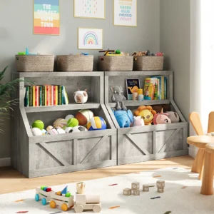 Kids Wooden Bookshelf & Toy Storage Organizer with Cubby