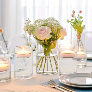 Clear Glass Cylinder Vase – Decorative Flower Vase & Hurricane Candle Holder